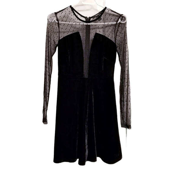 Forever 21 Velvet Mesh Fit & Flare Dress - Picture 2 of 7